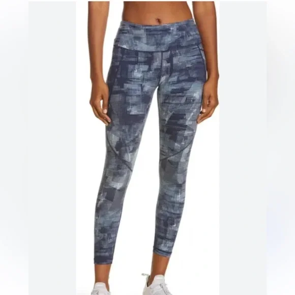 Sweaty Betty Leggings Blue White Grid Pattern 7/8 Length M - Picture 1 of 13